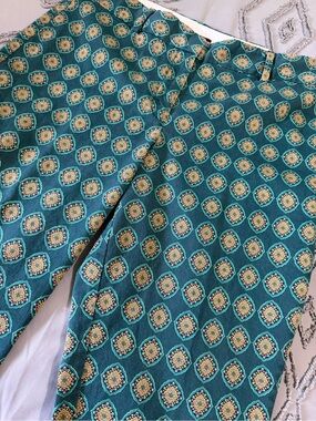 Lands End Teal Geometric Print Pants